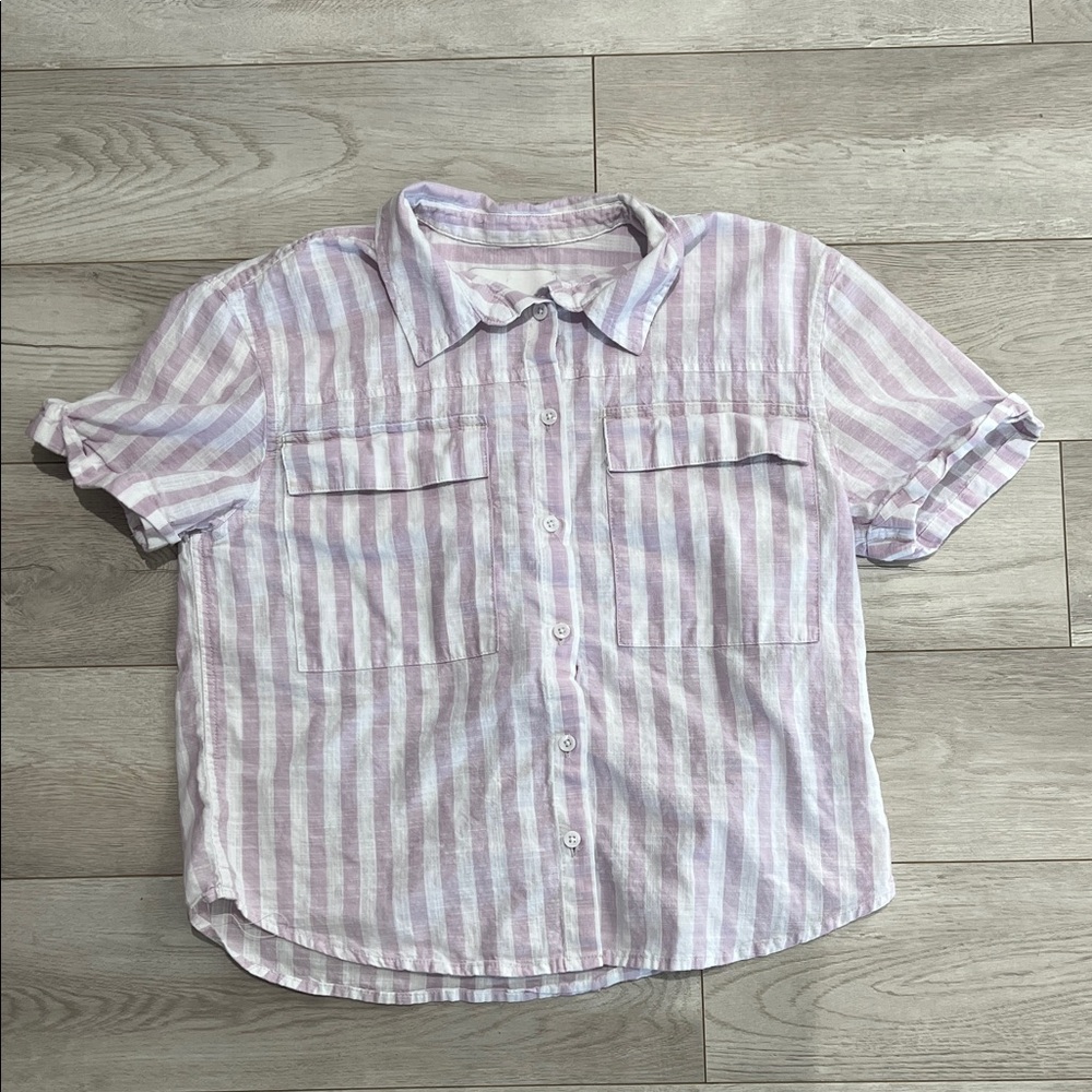 Lola River Purple and White Striped Shirt